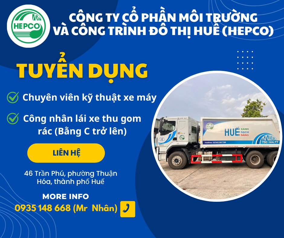 CÔNG TY CỔ PHẦN MÔI TRƯỜNG VÀ CÔNG TRÌNH ĐÔ THỊ HUẾ (HEPCO) 